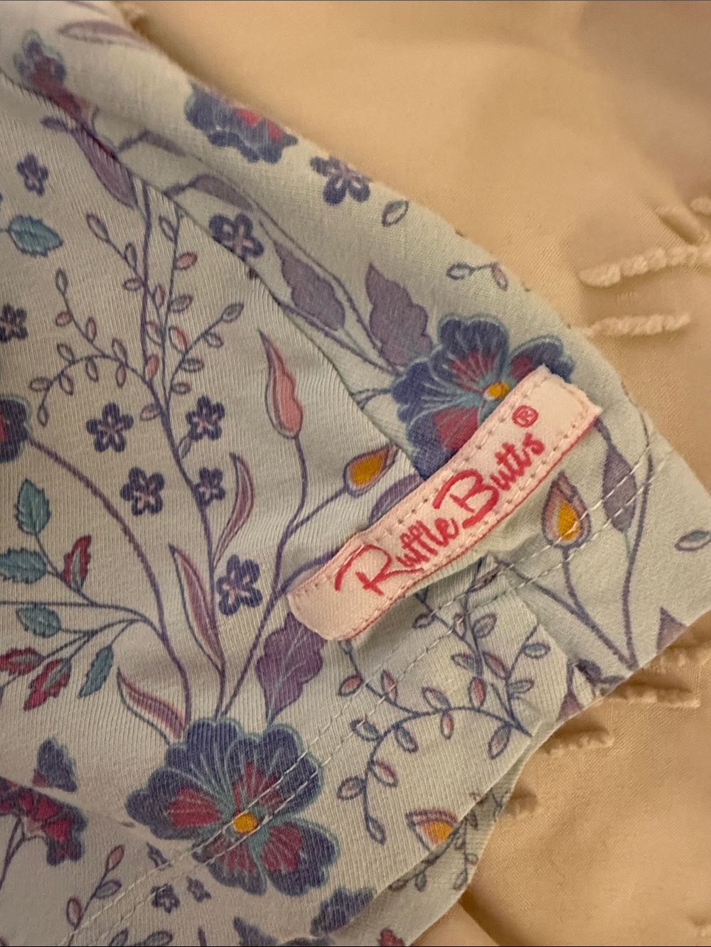 Ruffle Butts Light Blue Floral Twirl Dress with Lavender Accents - Picture 3 of 6